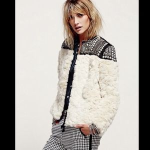 Awesome Embellished Faux Fur Jacket XS
